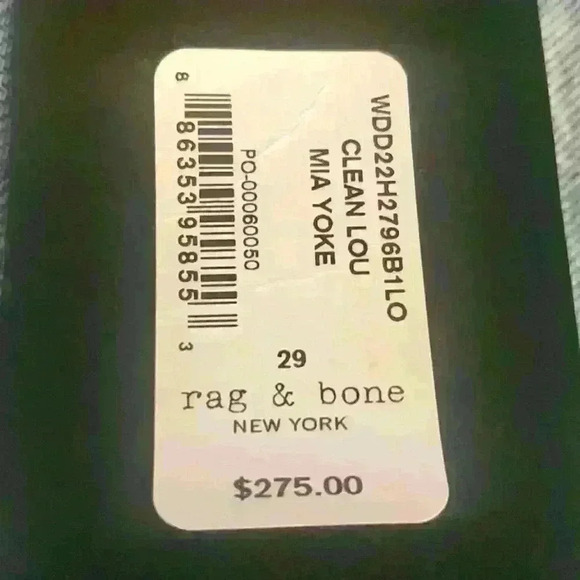 Rag & Bone Mia Yoke In Clean Lou Jeans size 29 NWOT - Picture 5 of 6